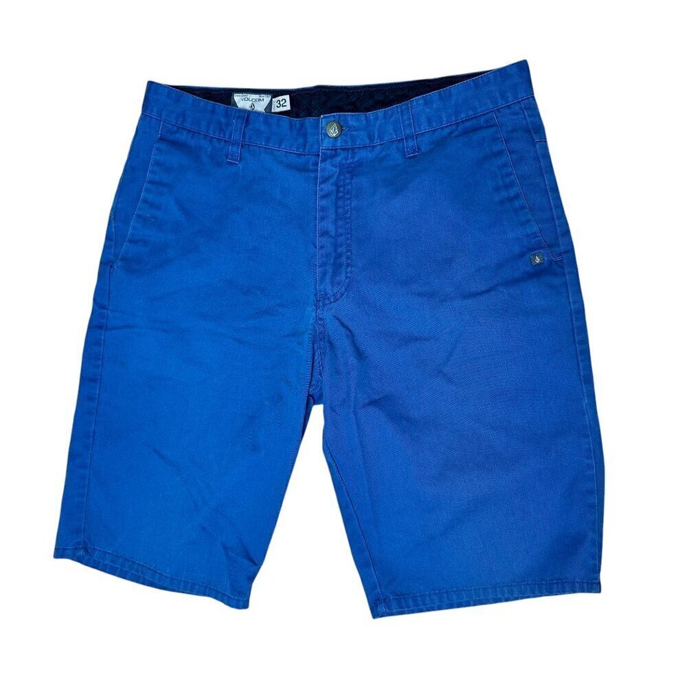 VOLCOM Corpo Class Chino Blue Cotton Blend Shorts Size 32